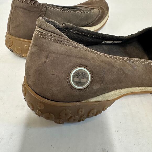 Timberland Size 9 Nubuck Leather Slip On Flats Loafer Brown Outdoor Commuter - Picture 7 of 9